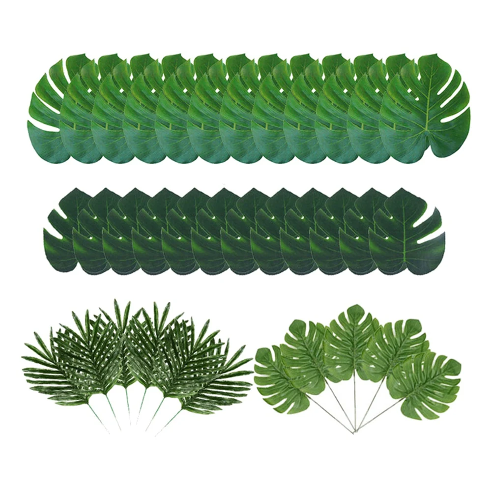 

35Pcs Artificial Palm Leaves Tropical Palm Tree Leaves for Wedding Hawaiia Party Jungle Beach Theme Party Table Decor