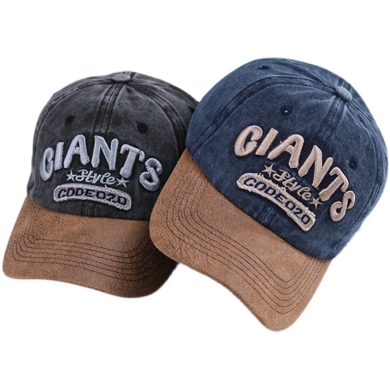 New style Unisex Washed Cotton Baseball Cap GIANTS Letter Embroidery Outdoor Casual Classic Hat For Women And Men 4