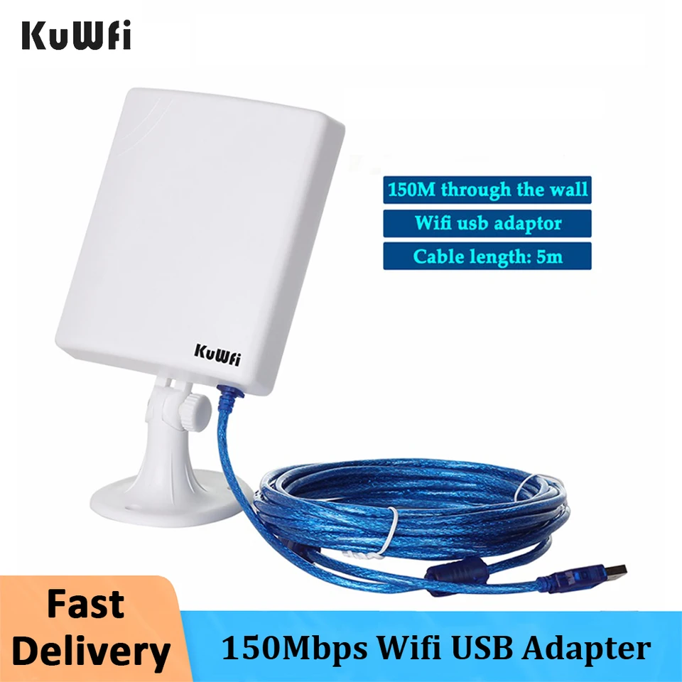 Kuwfi longue portée pour extérieur Wifi adaptateur RJ45, High Gain 14dBi  antenne câble de 5 m adaptateur USB sans fil stable de signal à partir d' extérieur : : Électronique