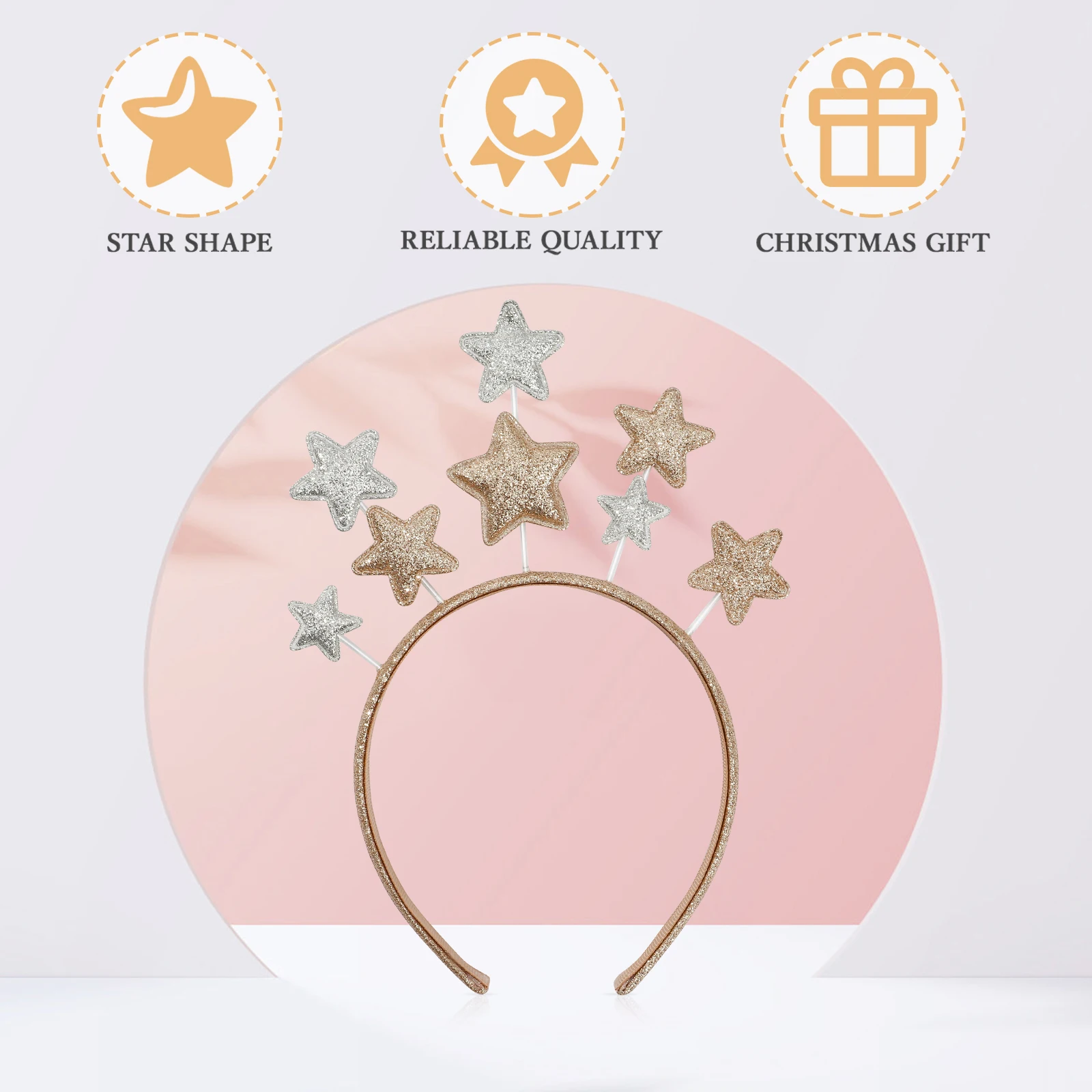 Christmas Glitter Stars Headband Party Headband Lovely Christmas Pentagram Hairband Birthday Hair Accessories For Kids