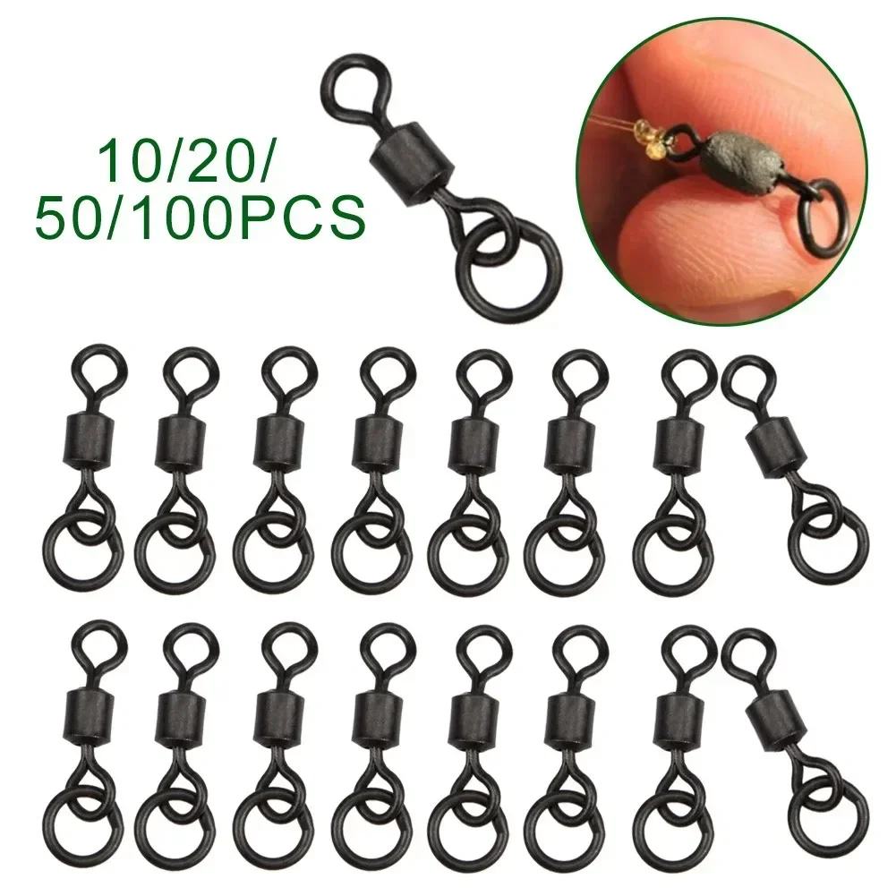 20/50/100pcs Swivel Size 8# Carp Fishing Flexi Ring Swivels Terminal Tackle For Marker Float Alloy Copper Pesca Iscas Tools