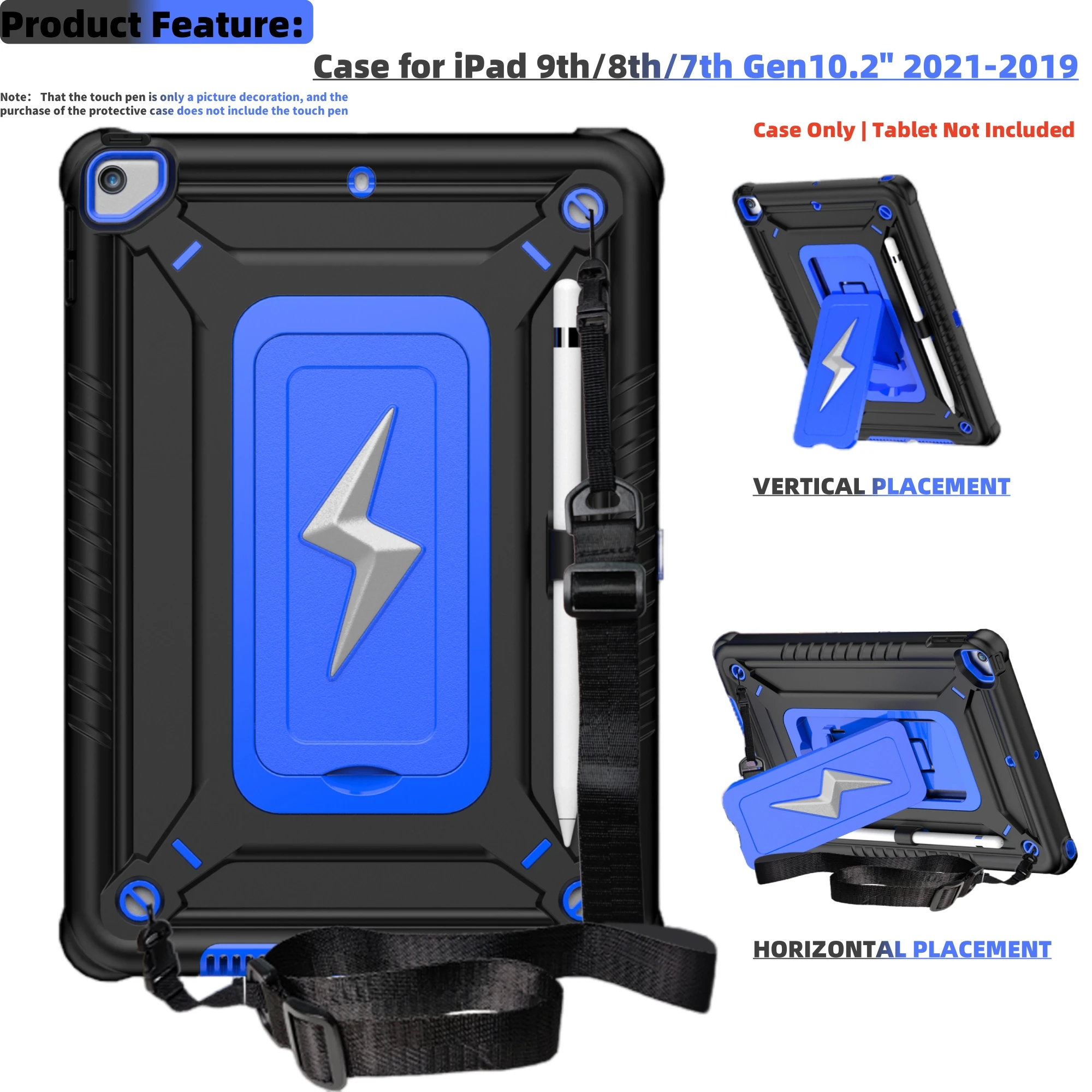 Heavy Duty Shockproof Tablet Case with Kickstand and Shoulder Strap