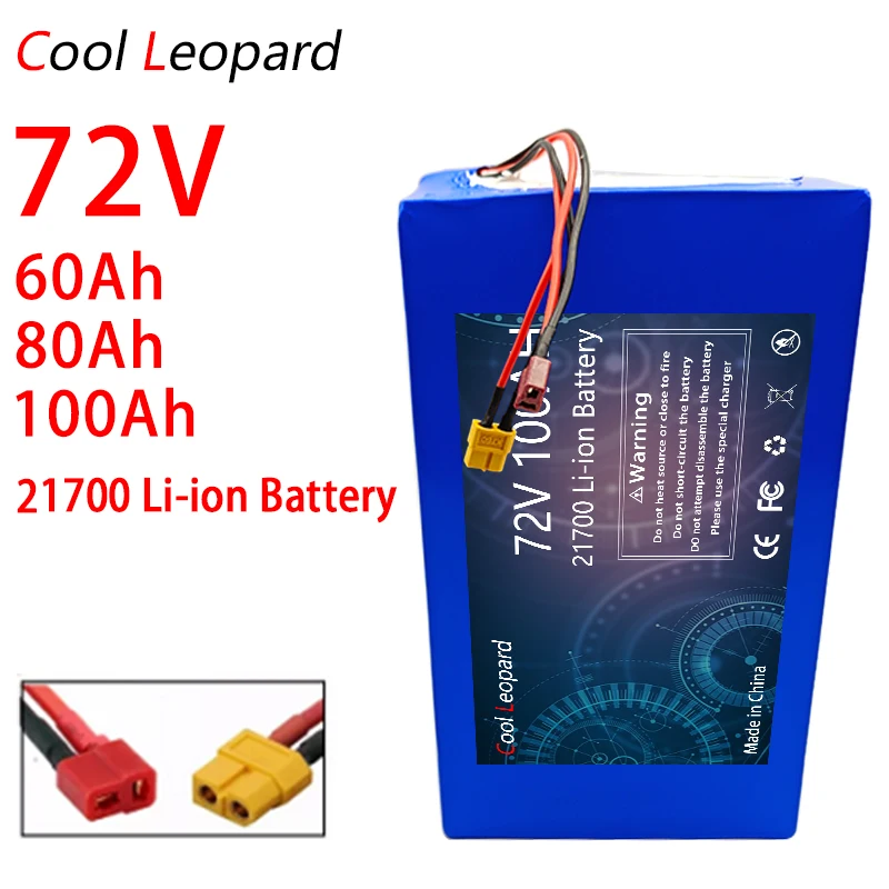 

72V 60Ah 80Ah 100Ah 21700 Lithium Battery 84V Electric Bicycle Scooter Motorcycle Built in 100A BMS 3000W High Power Battery