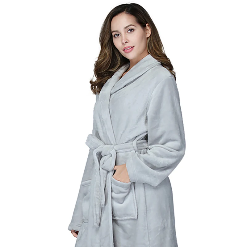 RONGTAI Women’s solid color lapel bathrobe autumn and winter models facecloth warm and comfortable long-sleeved robe homewear Best Sellers In Women's Clothing