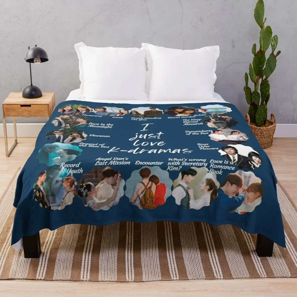 

I Just Love K-dramas! Throw Blanket Flannels christmas decoration Cute Blankets