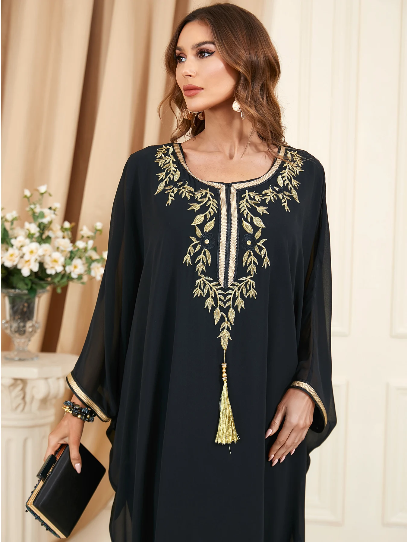 African Muslim Caftan Abaya for Women Dress Summer Bat Sleeve Long Abaya Oversized Loose Robe Vestidos