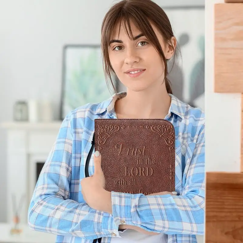 Book Organizer Vintage Bible Cover Case PU Leather Carrying Bag Protective Case Portable Carrying Book Church Bag With Handle For Church