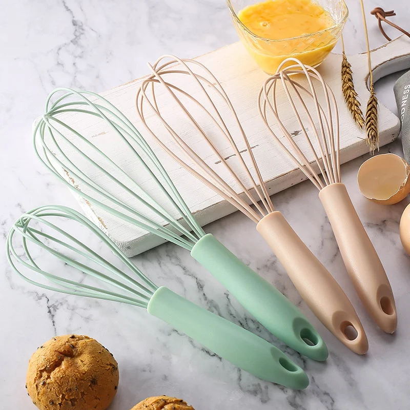 10/12 inches Manual Egg Beater Plastic Silicone Balloon Whisk Cream Mixer Stirring Mixing Whisking Balloon Coil Style Egg Tools