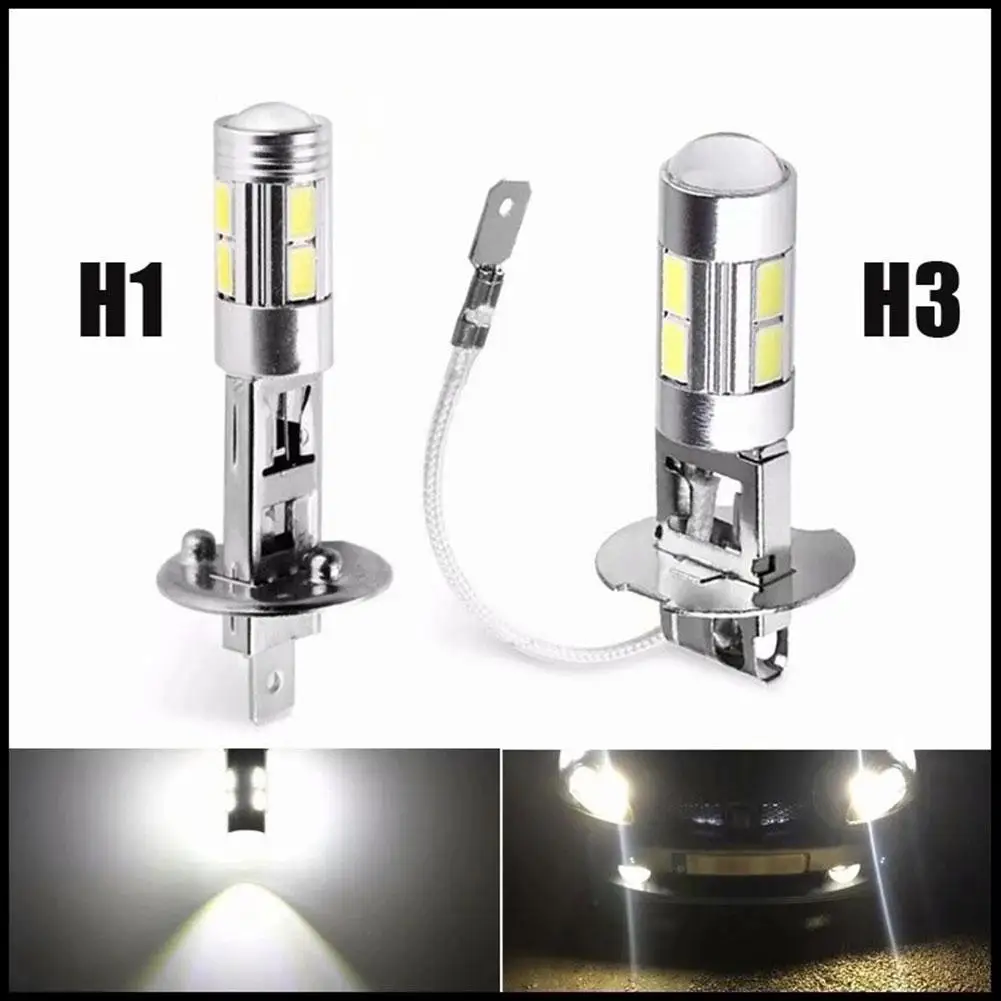 

1Pcs H1 H3 Car LED Bulb 12V 6000K White Super Bright 5630 High Auto Car Driving Power DRL Lamp Fog Light 10-SMD J0C5