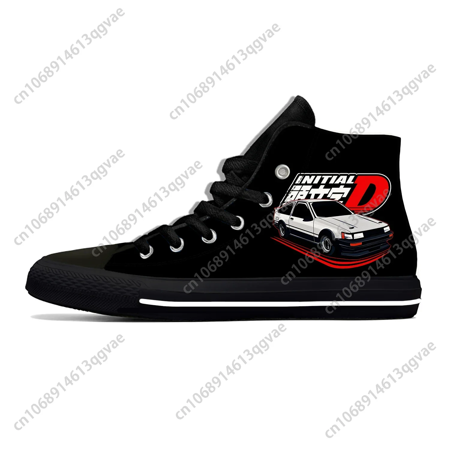Japanese Anime Initial D High Top Sneakers Mens Womens Teenager High Quality Canvas Sneaker Casual Couple Shoes Custom Shoe 4