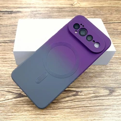 Luxury Matte Gradient Soft TPU Phone Case with Magnetic Wireless Charging Capability - Google Pixel 11 (Purple - gray)