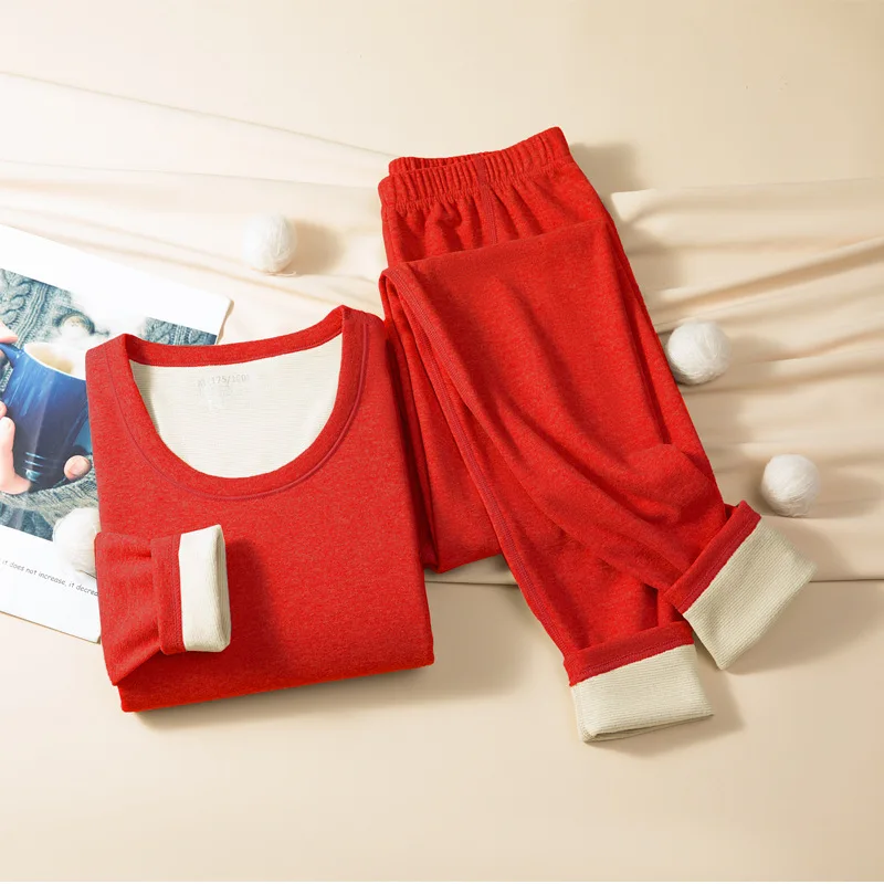 Thermal Underwear Men Women Winter Thick Double Layer Clothes Seamless Warm Lingerie Body Slim Female Thermal Wool Set V765