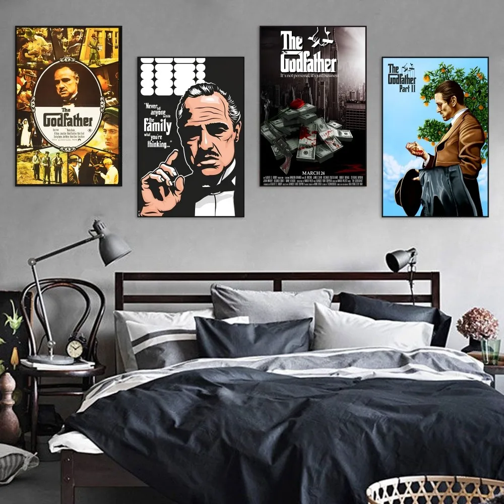 

Classic Film The Godfather Poster Self-adhesive Art Poster Retro Kraft Paper Sticker DIY Room Vintage Decorative Painting
