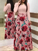 Autumn Flower Dress – Long Color‑Matching from Europe & America