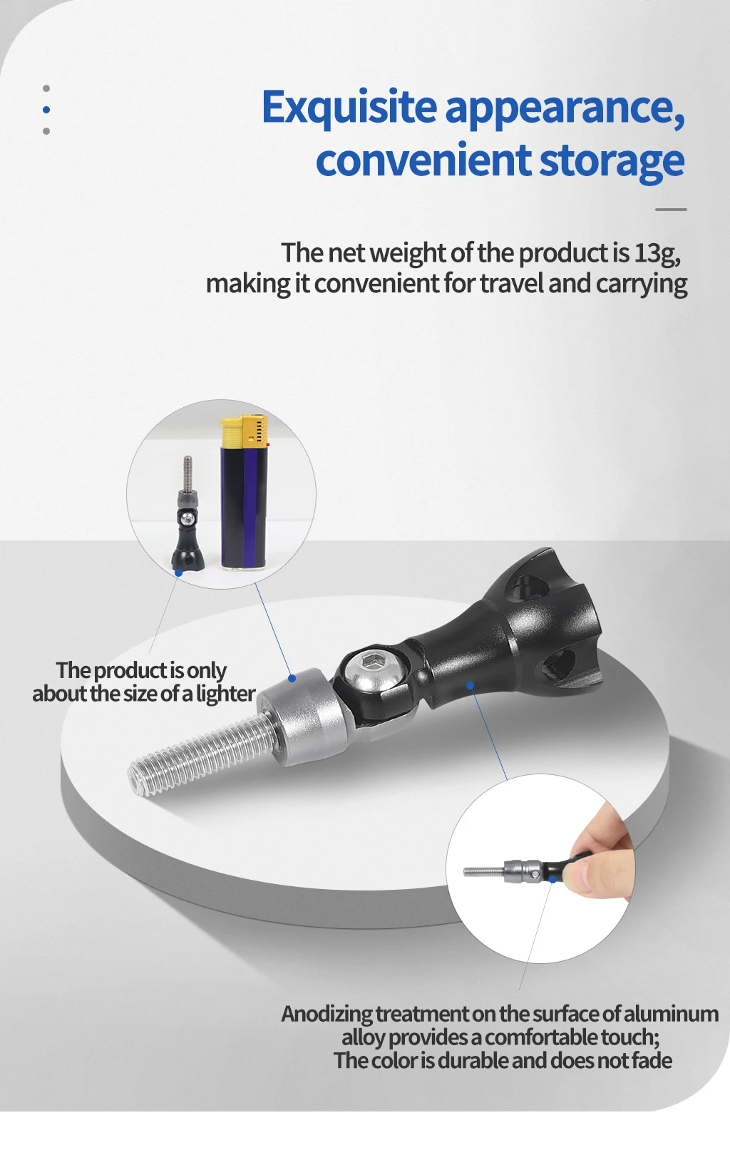 Description Picture 6 of itemM5 Thumb Screw Upgraded Foldable Aluminum Knob Stainless Steel Bolt for GoPro Hero 13 12 11 DJI Action Camera Monopod Tripod