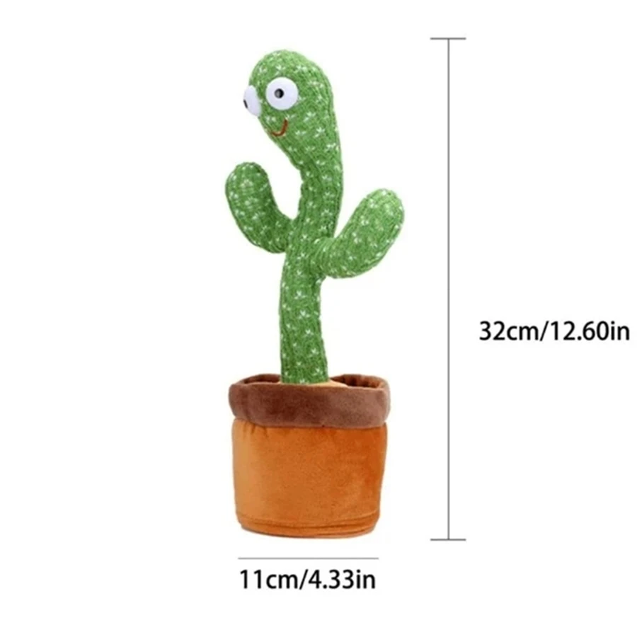 USB Electric Singing and Dancing Recording Repeater Cactus Plush Funny Decompression Kids Adult Party Toys