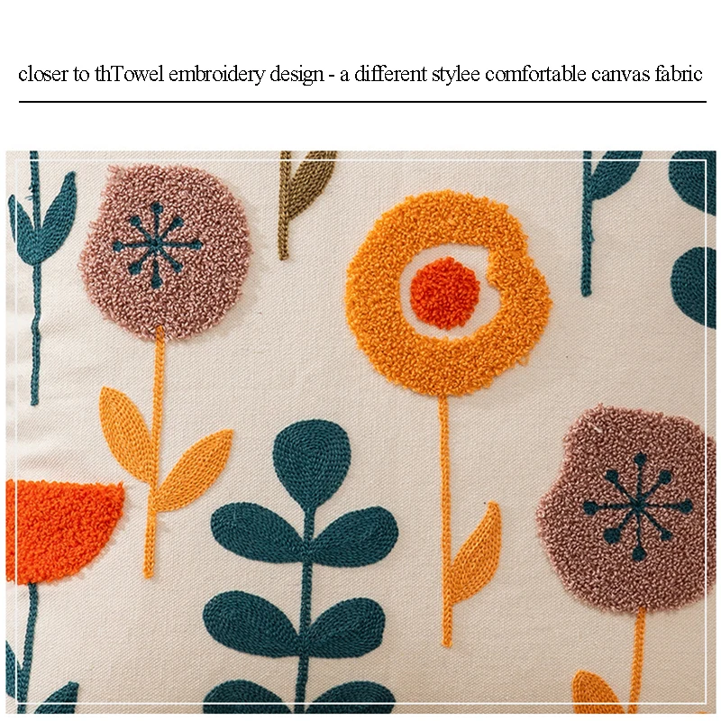 Flower Embroidery Pillowcase Throw Pillow Cover Nordic Pastoral Retro Cushion Covers Home Living Room Sofa Couch Seat Decoration 6