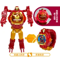 Iron Man Spiderman dessins animés montre pour enfants déformation robot 3d LED montre lumineuse modèle pour enfants montre jouet 3