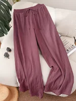Plus Size Women's Elastic Waist Loose Fit Lightweight Casual Pants Comfortable Relaxed Style Versatile Everyday Wear - Image 3