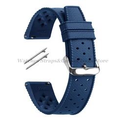 Tropical Silicone Quick Release Watch Band Strap - Premium Rubber Tropic Design - 22mm (Blue - Silver)