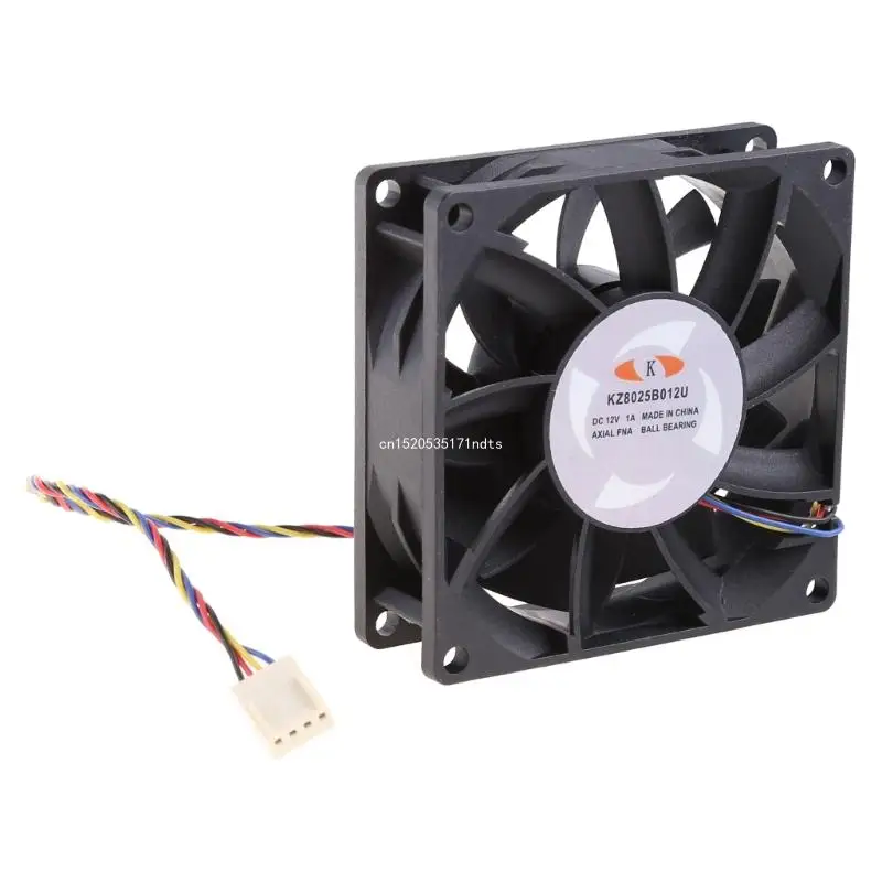 8025 볼 베어링 선풍기, KZ8025B012U 서버 냉각 선풍기, DC 12V, 1.00A, 80x80x25mm, 4 선 PWM 쿨러, 8cm, 80mm