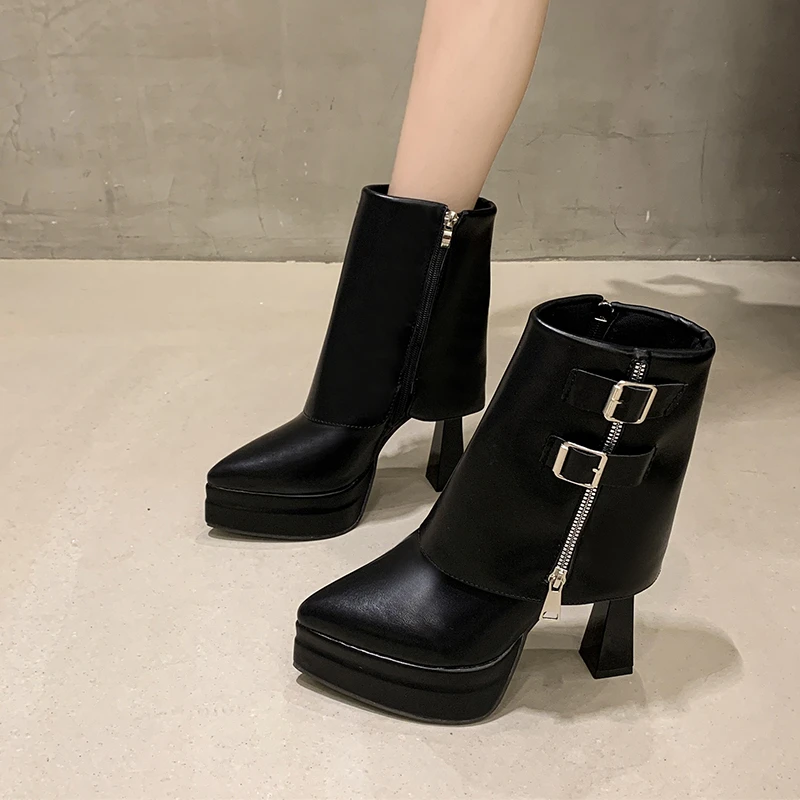 Boots for Women Fashion Designer Trouser Tube Boots Thick Bottom Heightening Platform Boots Women's Side Zipper Ankle Boot Botas