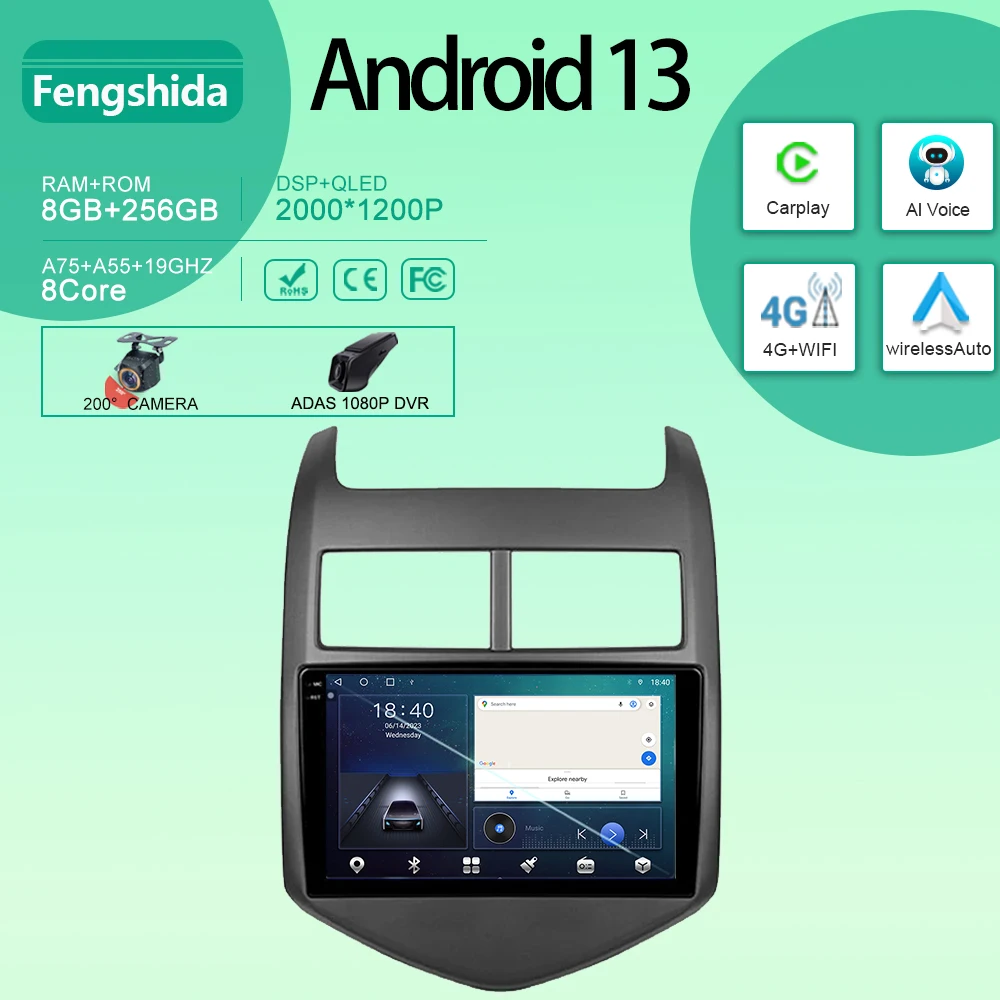 

Автомагнитола для Chevrolet Aveo 2 2011-2015, Android, автомобильное радио, головное устройство, мультимедийный плеер, GPS-навигация, Carplay, QLED, Wi-Fi, разъем 2din, DVD