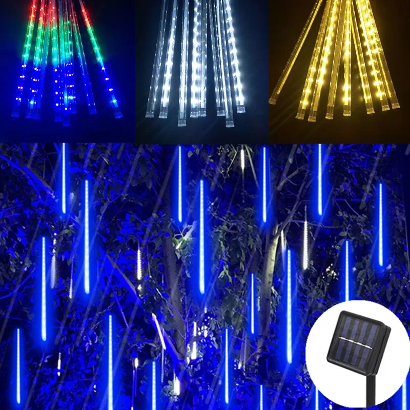 

8 Tubes 30cm 50cm Solar Light Outdoor Led Meteor Shower Rain String Lights for Garden Decoration Waterproof Christmas Tree Decor