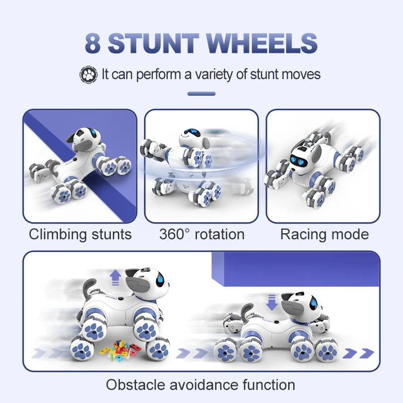 Cane Robot Telecomandato Intelligente, Cucciolo Elettronico Interattivo, Giocattolo Bionico Programmabile per Danza e Acrobazie, Regalo per Bambini - immagine 4