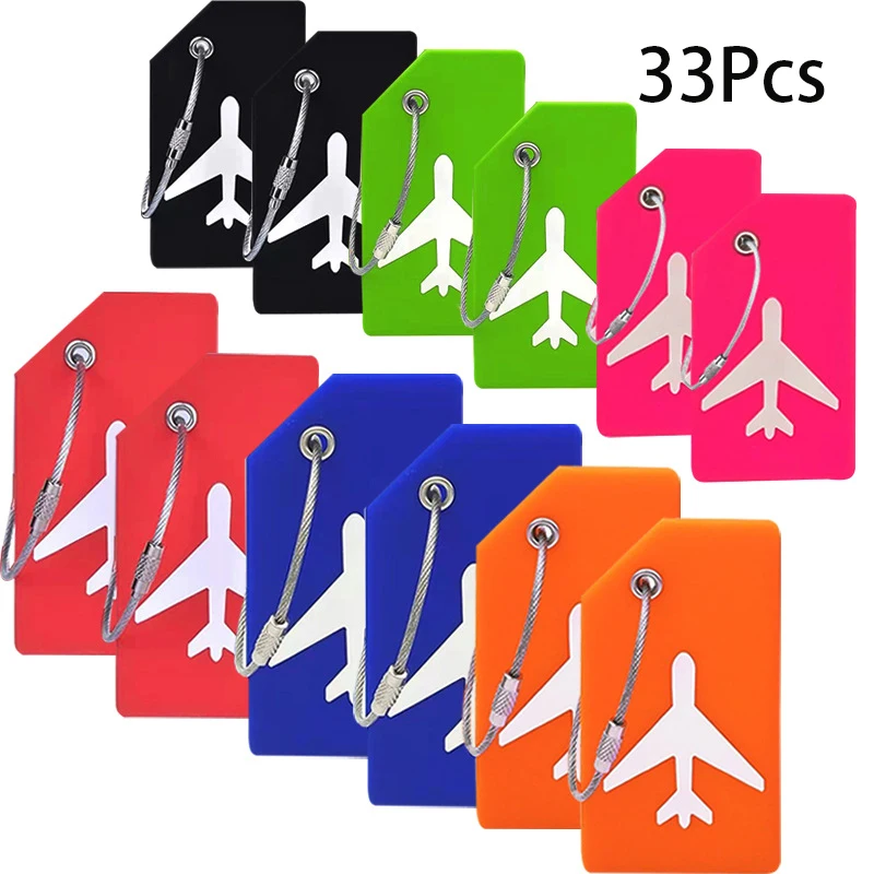 

33Pcs Silicone Luggage Tag Keychains with Name ID Card Perfect to Quickly Spot Luggage Suitcase