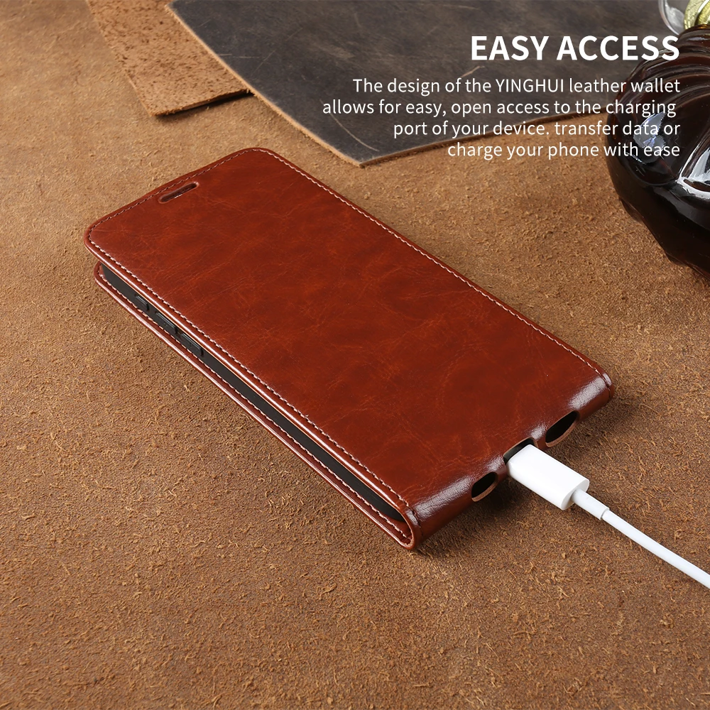 Leather Flip Phone Case with Card Slot and Business Cover Design