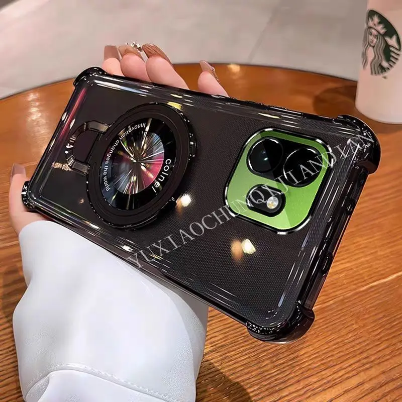 Deluxe Plated Clear Frosted Stand Soft Case Cover - Skin Friendly Bumper
