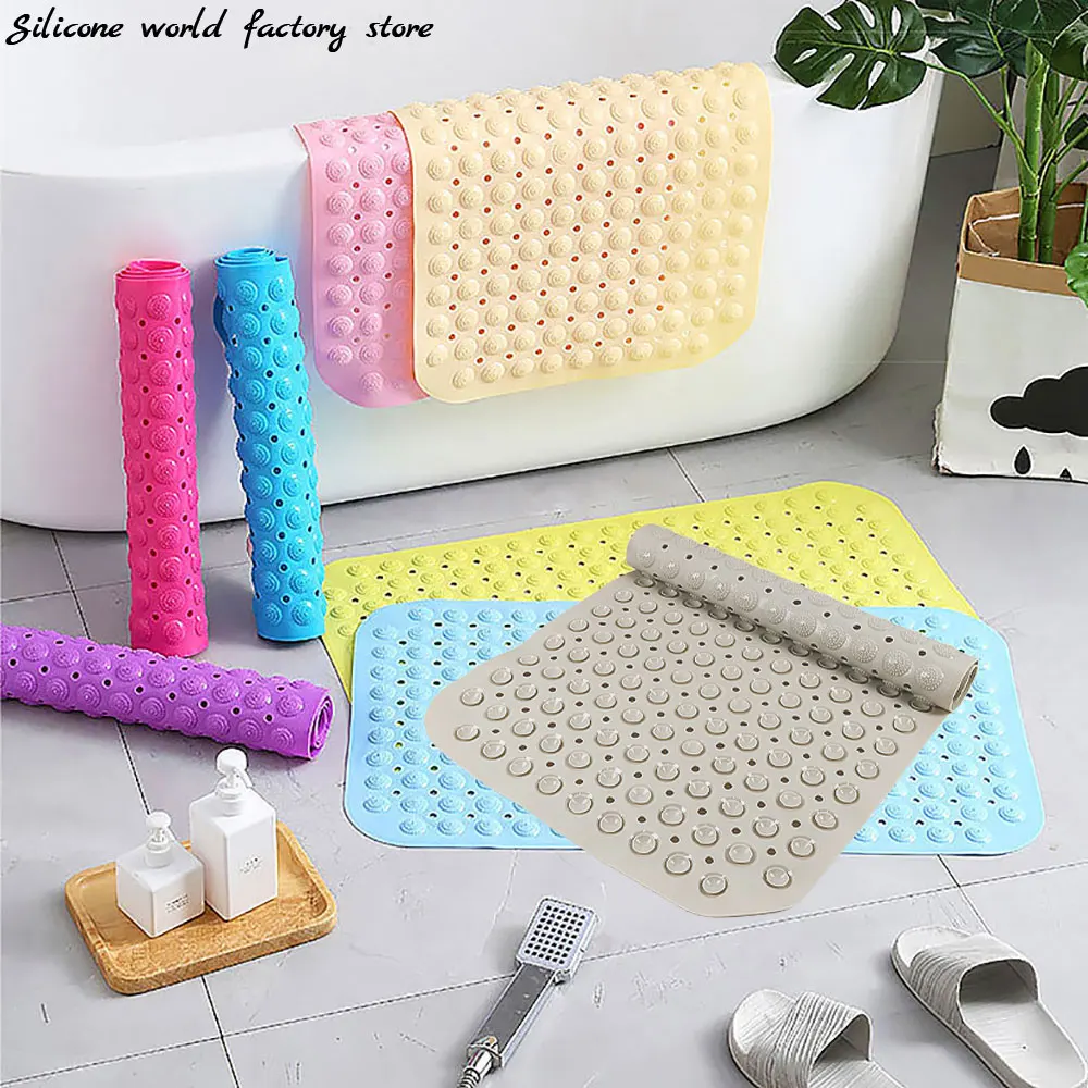Silicone World Bathroom Anti-skid Mat PVC Bathroom Massage Foot Mat Shower Household Bathtub With Suction Cup Floor Mats