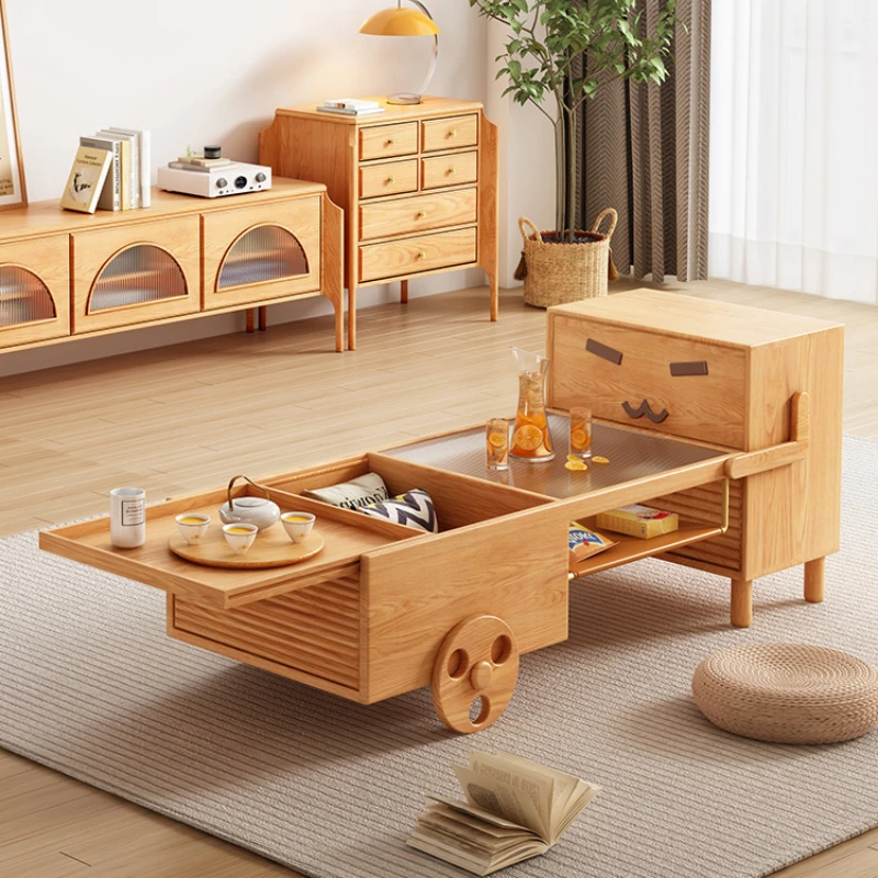 

Modern simple Nordic living room solid wood creative cute coffee table TV cabinet side cabinet combination