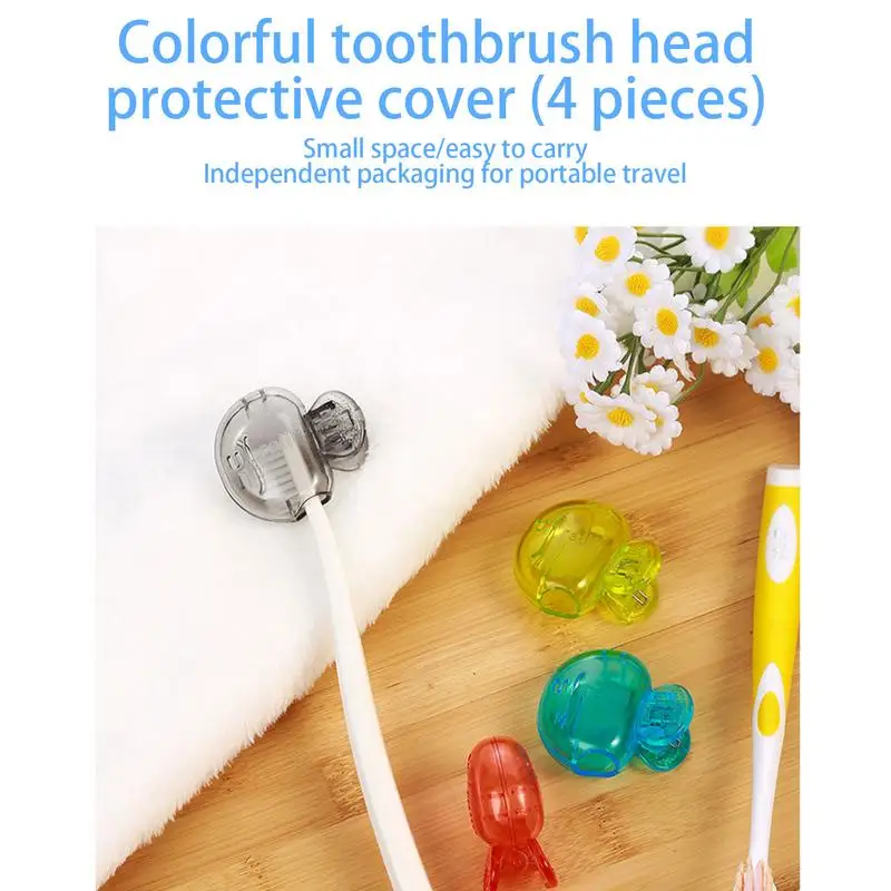 Brush Head Protector Toothbrush Cover Cap Case Tooth Brushing ClipCover Cap Case Portable 4 Packs Cove For Household Travel