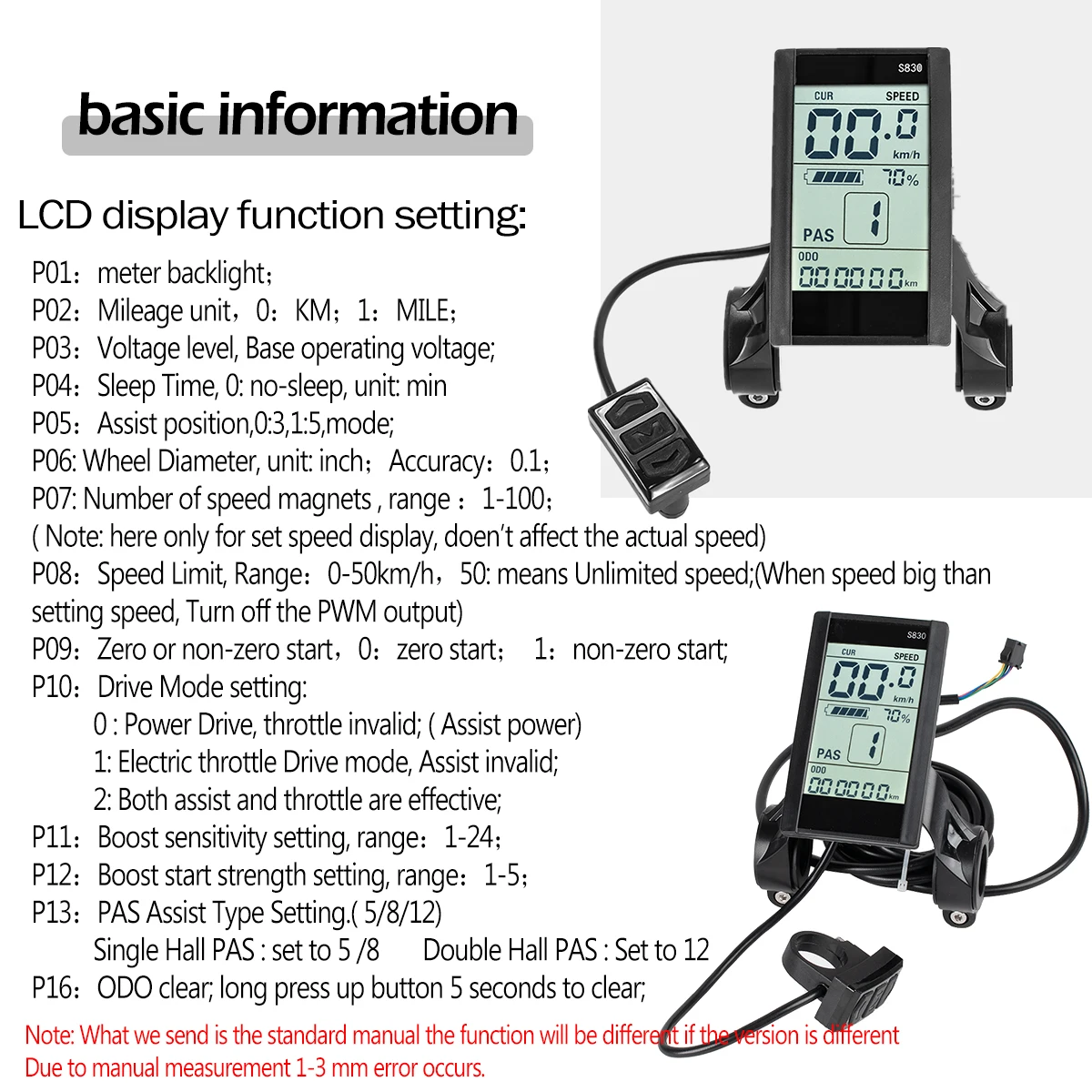 쿤레이 전기자전거 S830U 디스플레이 USB 충전 포트, 전동 스쿠터 방수 플러그 SM 커넥터 24V-48V 패널