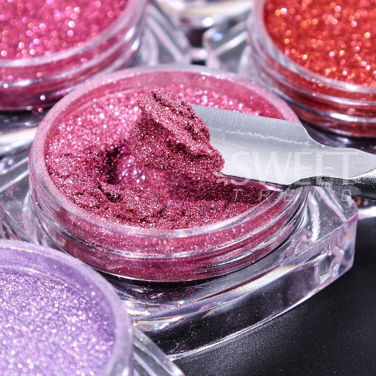 6pcs Magic Mirror Pink Series Nail Glitter Powder Metallic Chrome Pigment For Nail 3D Punk Rubbing Dust DIY Flash Manicure Decor