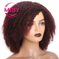 Short Pixie Bob Cut Human Hair Wigs With Bangs Jerry Curly Glueless Wig Highlight Honey Water Wave Blonde Colored Wigs For Women