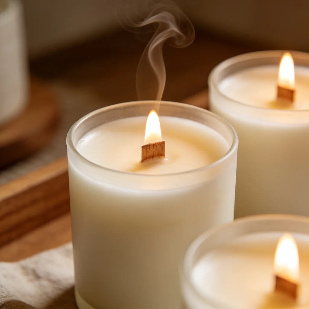 Natural Wooden Candle Wicks with Clips for Jar Candle Crafting - Smokeless and Handmade Core