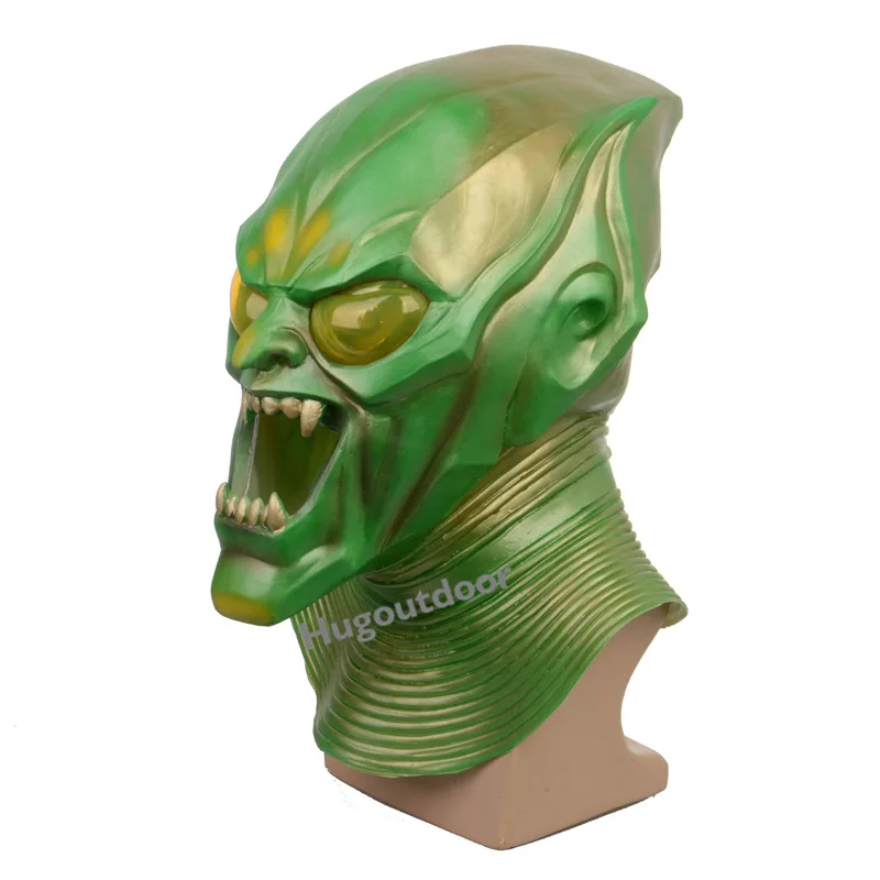 Latex Green Goblin Mask Marvel Halloween Movie Green Goblin Full Head Mask  - Party Masks - AliExpress