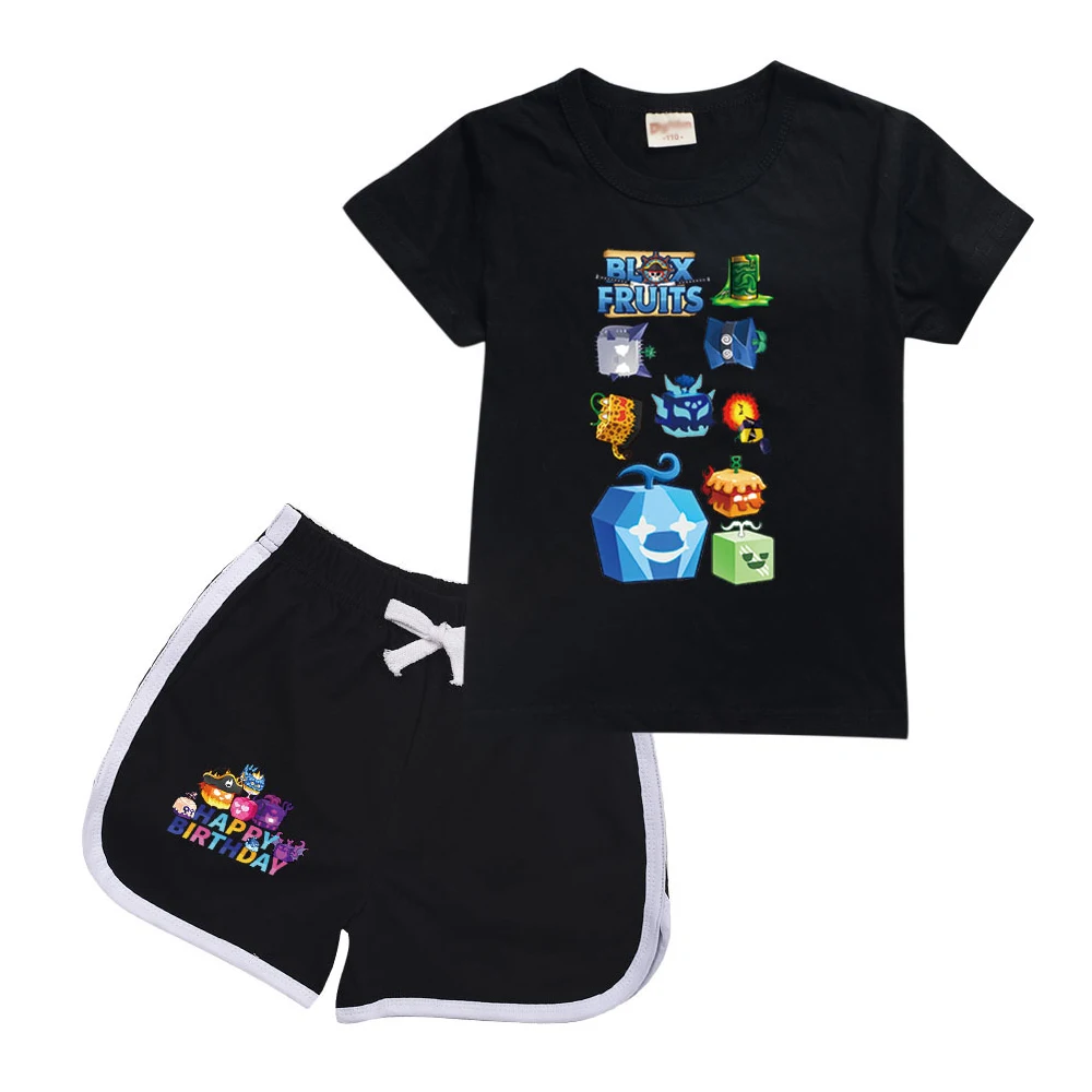 Estate New Bloxing Fruits Kid Pigiama 2Pcs Bambini Suit Top Tees Shorts Set Abbigliamento Ragazzi Toddler B-Blox Fruits Sportwear Sets