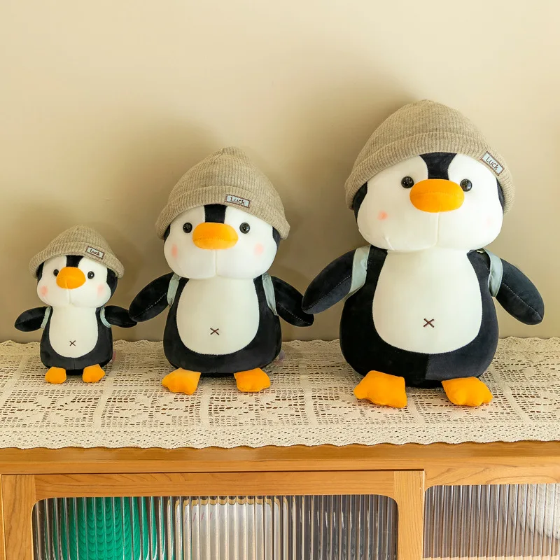 Juguetes de peluche de pingüino de la suerte para niños, muñeco de