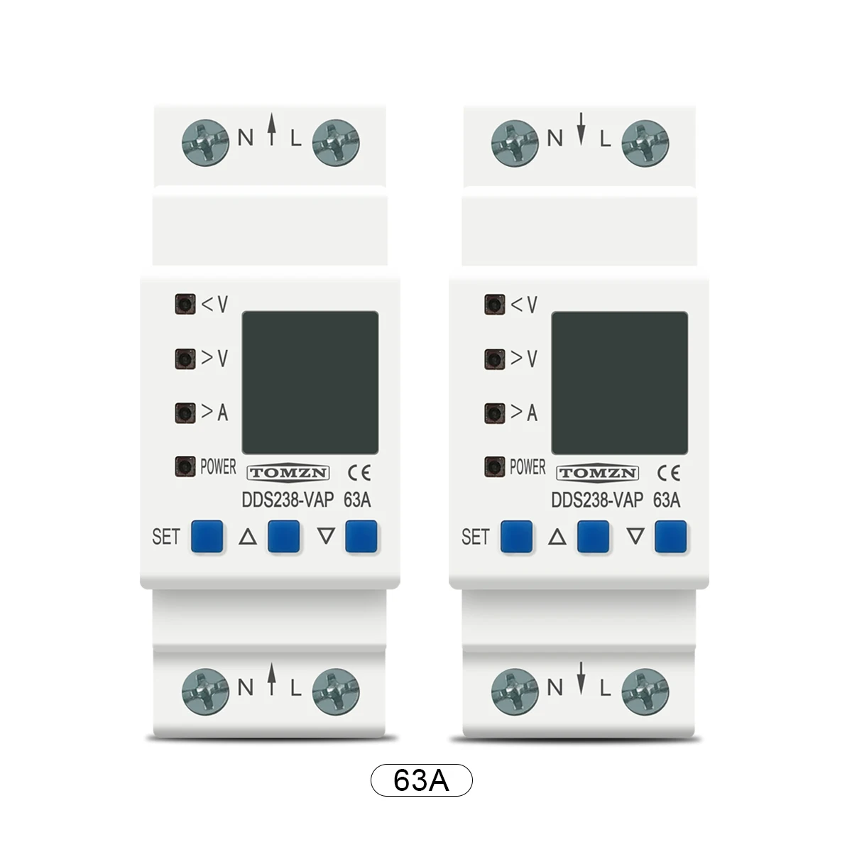 TOMZN 63A 80A 110V 230V Ricaj Karfa Alkalmazkodó m Széltében Alá feszültség Védnök eszköz Hátvéd curren Korlátoz védelem vel kwh