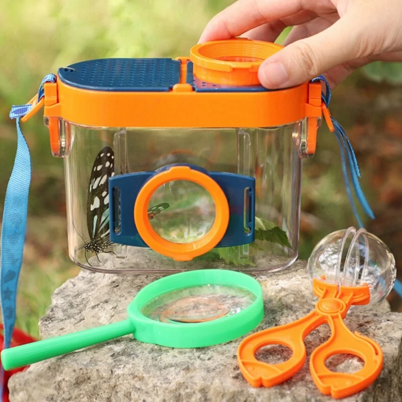 Bug Viewer Outdoor Insect Box Magnifier Observer Set Kit Insect Catcher Cage Kids Science Nature Exploration Tools Set