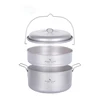 Boundless Voyage Titanium Steamer Soup Pot Set 3-5 Person Lightweight Outdoor Travel Camping Cookware Stockpot with Hanging Ring 2