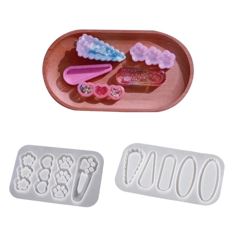 

L5YA Hair Barrette Epoxy Resin Casting Molds Silicone Resin Moulds Silicone Jewelry Mould for Hair Clip Hair Barrettes Making