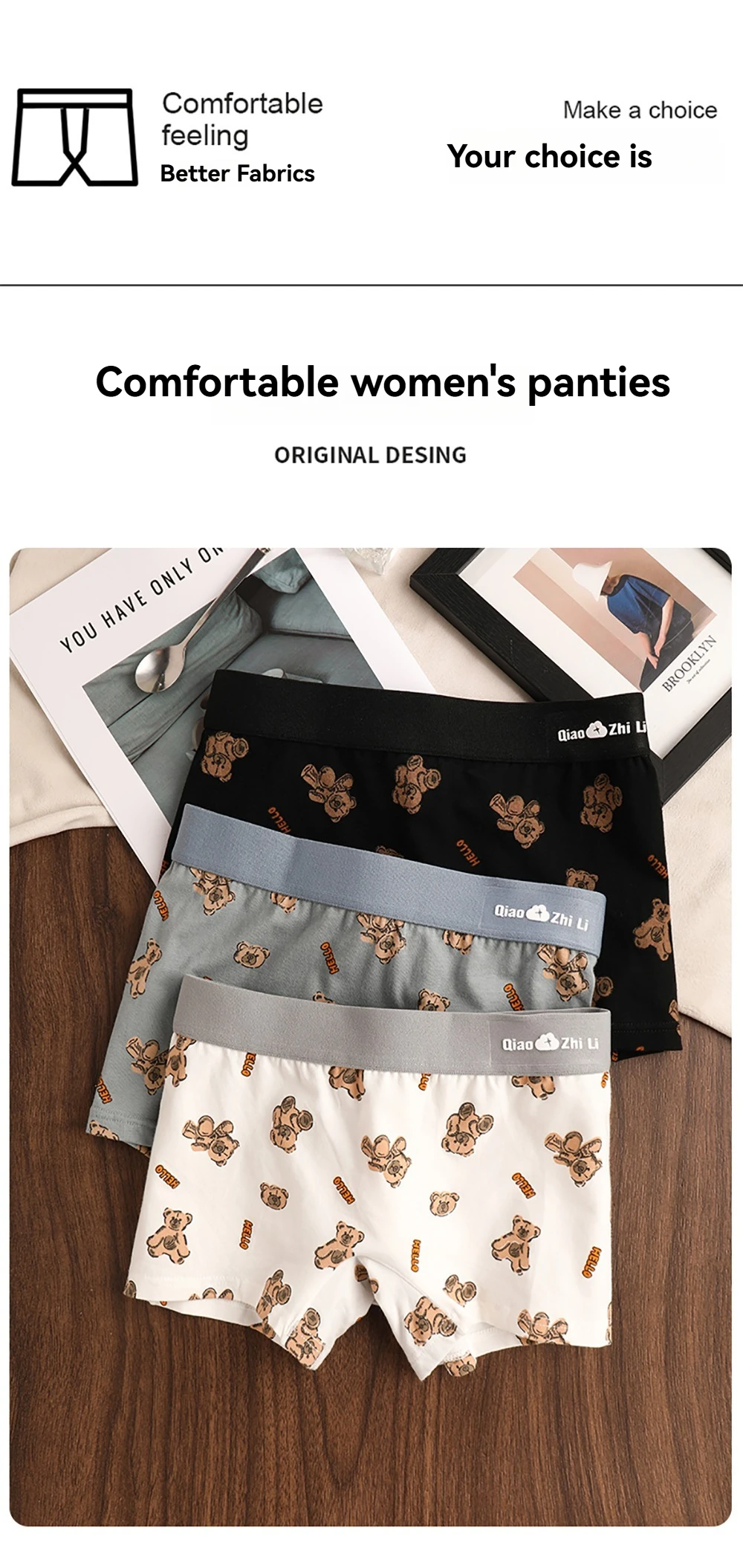 Women's Cotton Panties - Mid-Rise Boyshorts 3PCS Pack | Breathable Antibacterial Underwear