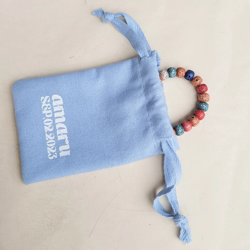 Blue Cotton Gift Bags 5x7cm 7x9cm 10x15cm 15x20cm pack of 50 Cosmetic Packaging Pouch Jewelry Logo Drawstring Sack