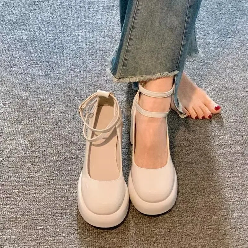 New Women Pumps Shoes Fashion Cross Strap Ladies Shallow Dress Mary Jane Shoes Female Elegant High Heel Footwear Platform Heels