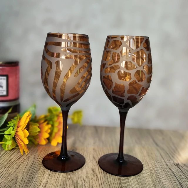 Creative Glass Whisky Cup Leopard Print Wine Glasses Water Cups Stemware  Simple Restaurant Bar Drinkware Goblet